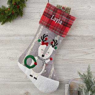 PERSONALIZATION MALL Wintry Cheer Deer Personalized Christmas Stocking