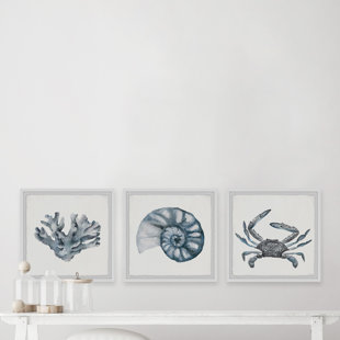 ROSECLIFF HEIGHTS Lage " Bluish-Gray Sea " by Parvez Taj 3 - Pieces Painting Print