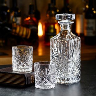 AMISGLASS 3 Piece Whiskey Decanter Set