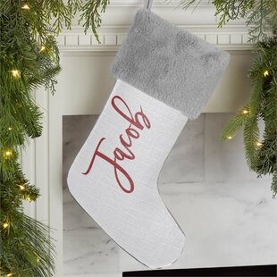 PERSONALIZATION MALL Scripty Name Personalized Fur Christmas Stocking