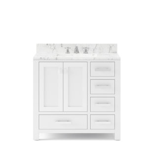 JOSS & MAIN Steve 36" Carrara White Marble Countertop Bath Vanity