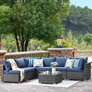 RED BARREL STUDIO® Aliva 6 - Person Outdoor Seating Group with Cushions