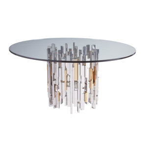 ARTISTICA HOME Signature Designs Cityscape Round Dining Table with Glass Top