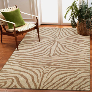 HOUSE OF HAMPTON® Afner Animal Print Handmade Tufted Brown Indoor / Outdoor Area Rug