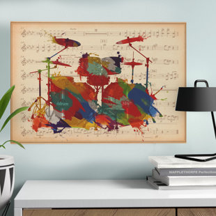 VIV + RAE Drums On Music Sheet #2 - Wrapped Canvas Painting