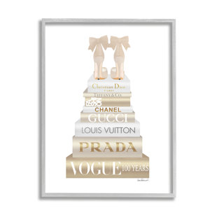 STUPELL INDUSTRIES " Cream Bow Heels High Fashion Glam Bookstack " by Amanda Greenwood Painting Print