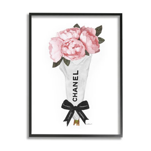 STUPELL INDUSTRIES " Pink Peonies Flower Bouquet Glam Fashion Bow " by Amanda Greenwood Painting Print