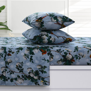 AZORES HOME Celina Flannel Floral Sheet Set