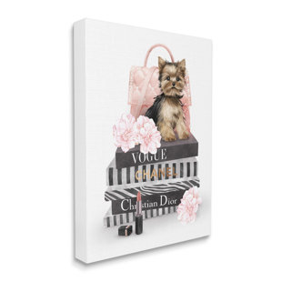 STUPELL INDUSTRIES " Yorkie Puppy Glam Quilted Purse Fashion Bookstack " by Ziwei Li