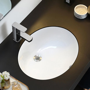 NEWWAY MARKETING INC 16.14'' White Ceramic Oval Undermount Bathroom Sink