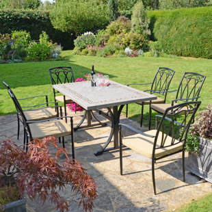 ROSALIND WHEELER BURLINGTON Dining Table with 6 ASCOT Chairs Garden Set
