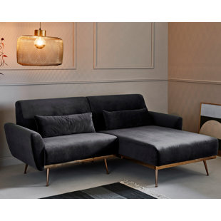 JAHNKE Chillax Gold Corner 86.6" Upholstered Sectional