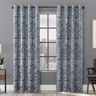 Scott Living Osaka Inverted Brushstrokes Cotton Blend 100% Blackout Grommet Curtain Panel