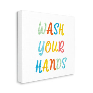 STUPELL INDUSTRIES " Wash Your Hands Bathroom Rules Kids Typography " by Daphne Polselli