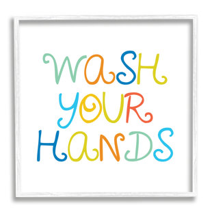 STUPELL INDUSTRIES " Whimsical Kids Bathroom Phrase Wash Your Hands Rules " by Daphne Polselli