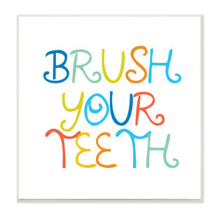 STUPELL INDUSTRIES " Fun Kids Bathroom Sign Brush Your Teeth Rules " by Daphne Polselli