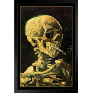 TRINX Vincent Van Gogh Skull Of A Skeleton With Cigarette Van Gogh Wall Art Impressionist Portrait Painting Style Fine Art Home Decor Realism Dark Decorative Matted Framed Art Wall Decor 20X26