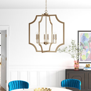 ETTA AVENUE™ Cedric 6 - Light Dimmable Lantern Geometric Chandelier