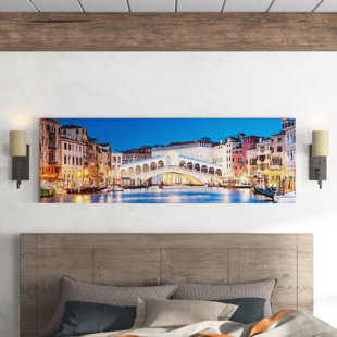 BEACHCREST HOME Rialto Bridge At Night, Venice by Matteo Colombo - No Frame Panoramic Print on Canvas