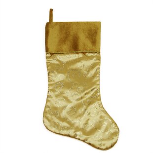 NORTHLIGHT SEASONAL 20.5" Gold Glittered Swirl Christmas Stocking with Velveteen Cuff