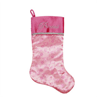 NORTHLIGHT SEASONAL 21" Pink and Silver Glittered Princess Christmas Stocking with Cuff