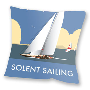 LONGSHORE TIDES Dave Thompson Illustrated Travel Collection Square Throw Cushion With Filling