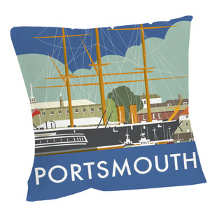 LONGSHORE TIDES Dave Thompson Illustrated Travel Collection Polka Dots Square Throw Cushion With Filling