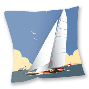 LONGSHORE TIDES Dave Thompson Illustrated Travel Collection Polka Dots Square Throw Cushion With Filling