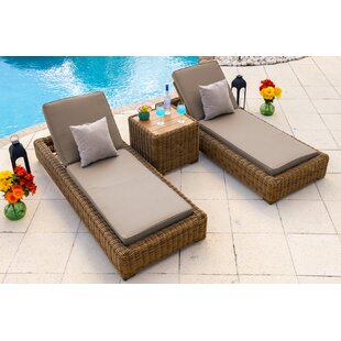 AKOYA OUTDOOR ESSENTIALS Malmo Collection In Natural Outdoor Wicker Chaise Lounge with Table