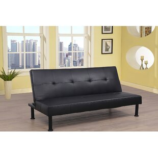 AINE HOME Twin 64'' Vegan Leather Tufted Back Convertible Sofa