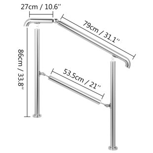 VEVOR Stainless Steel Transitional Handrail Fit for Level Surface