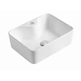 HHK HOME Amuering 5.375'' White Ceramic Rectangular Dual Mount Bathroom Sink