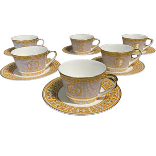 IMPERIAL GIFT CO. Bone China Teacup & Saucer Set (Set of 6)