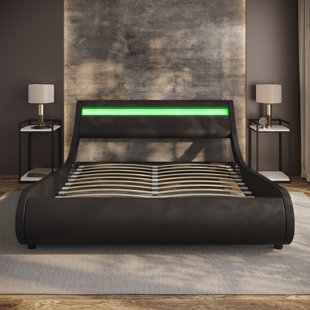 ZTOZZ Sleigh Platform Bed with Led Headboard