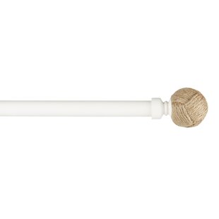 GRACIE OAKS Tricia Exclusive Home Rope Knot 1" Curtain Rod and Coordinating Finial Set, Adjustable