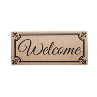 EVERGREEN ENTERPRISES, INC Welcome Fleur De Lis Welcome Sassafras Switch 22 in. x 10 in. Non-Slip Outdoor Door Mat