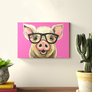 VIV + RAE Rosey The Pig With Glasses by Hippie Hound Studios - Wrapped Canvas Painting