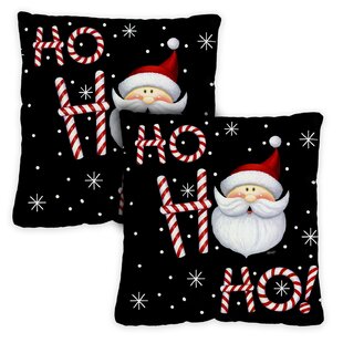 TOLAND HOME GARDEN Ho Ho Ho Santa 18 X 18 Inch Outdoor Pillow Case, Set Of 2 (Set of 2)