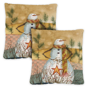 TOLAND HOME GARDEN Americana Snowman 18 X 18 Inch Outdoor Pillow Case, Set Of 2 (Set of 2)