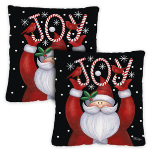 TOLAND HOME GARDEN Santa Joy 18 X 18 Inch Outdoor Pillow Case, Set Of 2 (Set of 2)