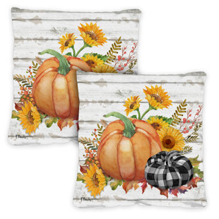 TOLAND HOME GARDEN Rustic Pumpkins 18 X 18 Inch Outdoor Pillow Case, Set Of 2 (Set of 2)
