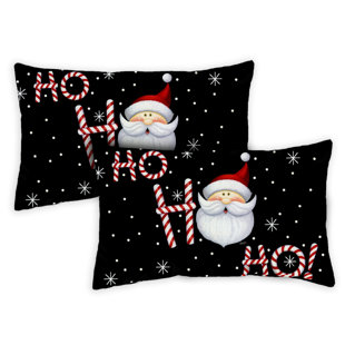 TOLAND HOME GARDEN Ho Ho Ho Santa 12 X 19 Inch Outdoor Pillow Case, Set Of 2 (Set of 2)