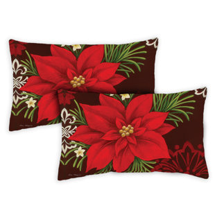 TOLAND HOME GARDEN Red Damask 12 X 19 Inch Outdoor Pillow Case, Set Of 2 (Set of 2)