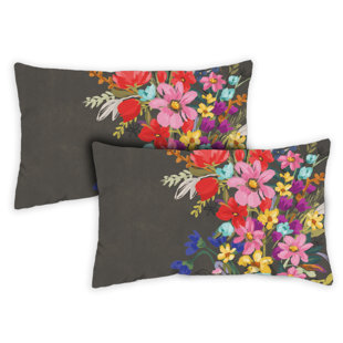 TOLAND HOME GARDEN Colorful Bouquet 12 X 19 Inch Outdoor Pillow Case, Set Of 2 (Set of 2)