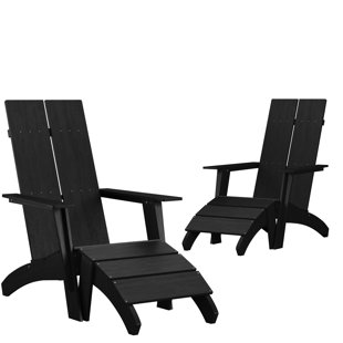 TAYLOR & LOGAN Brady Outdoor Adirondack Chair With Ottoman (Set of 2)