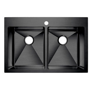 AGUA CANADA 33'' L Double Bowl Stainless Steel Kitchen Sink