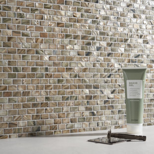 IVY HILL TILE Pitzy Mini Brick Pattern 12 in. x 12 in. x 8 mm Seashell Pebbles/Rocks Mosaic Subway Wall Tile