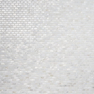 BOND TILE Pacif White 11.25" x 12.25" Mother of Pearl Seashell Mini Brick Mosaic Wall Tile (0.95 Sq. Ft. / Sheet)