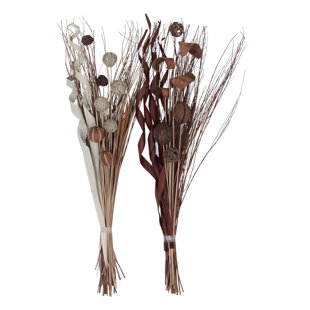 PRIMRUE Dried Plant Bouquet Foliage Decor Brown Natural Foliage Set (Set of 2)