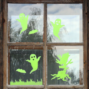 NORTHLIGHT SEASONAL Glow in the Dark Evil Tree and Ghosts Halloween Gel Window Clings